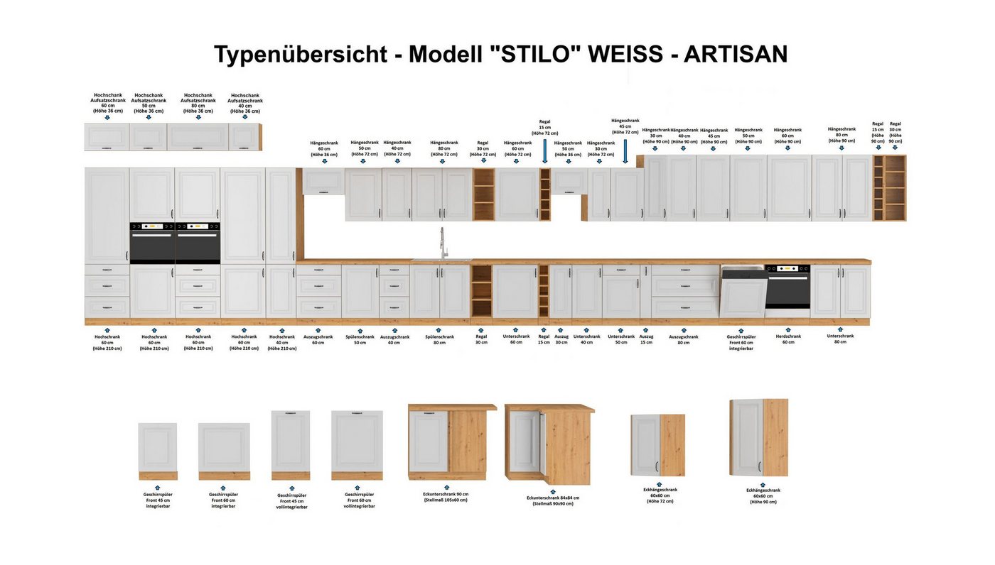 Küchen-Preisbombe Hängeschrank Regal 15 cm Eiche Artisan Küche Landhaus Küchenzeile Einbauküche – Bild 3 von 5