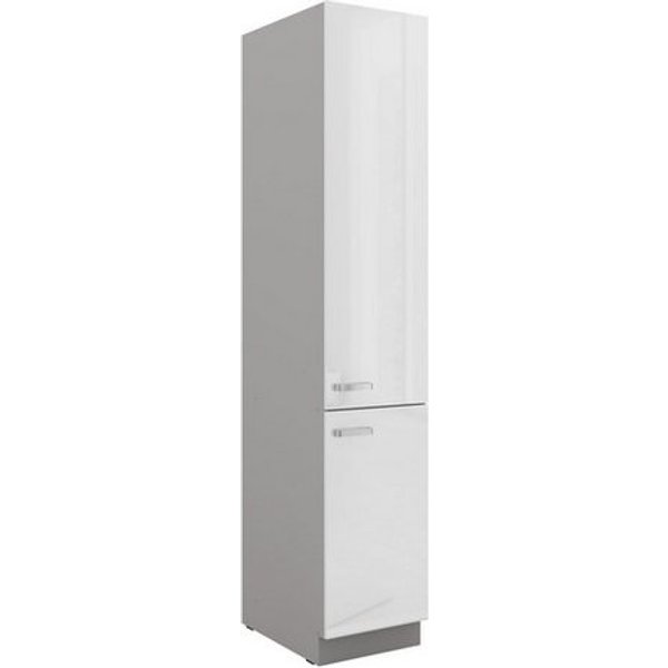 Küchen-Preisbombe Hochschrank 40 cm Küche Bianca Weiß Hochglanz + Grau Küchenzeile Küchenblock