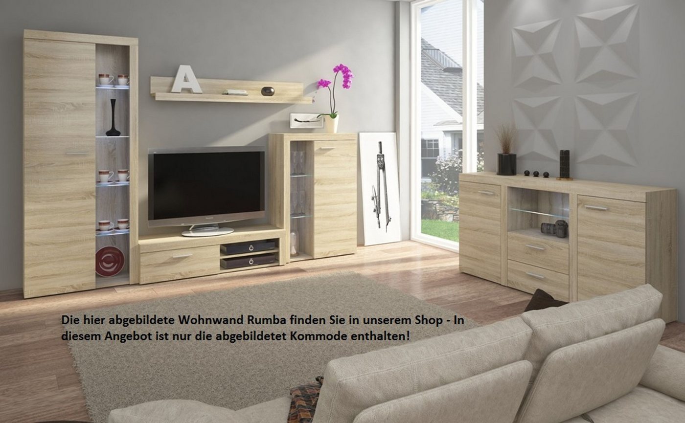 Küchen-Preisbombe Kommode Rumba Wohnwand Wohnzimmer Anbauwand Sonoma Eiche matt – Bild 4 von 5