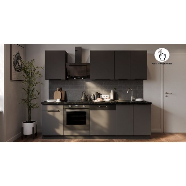 Küchen-Preisbombe Küchenzeile ARIA K-BL Basic 250 cm Anti Fingerprint Küchenblock Küche Einbauküche