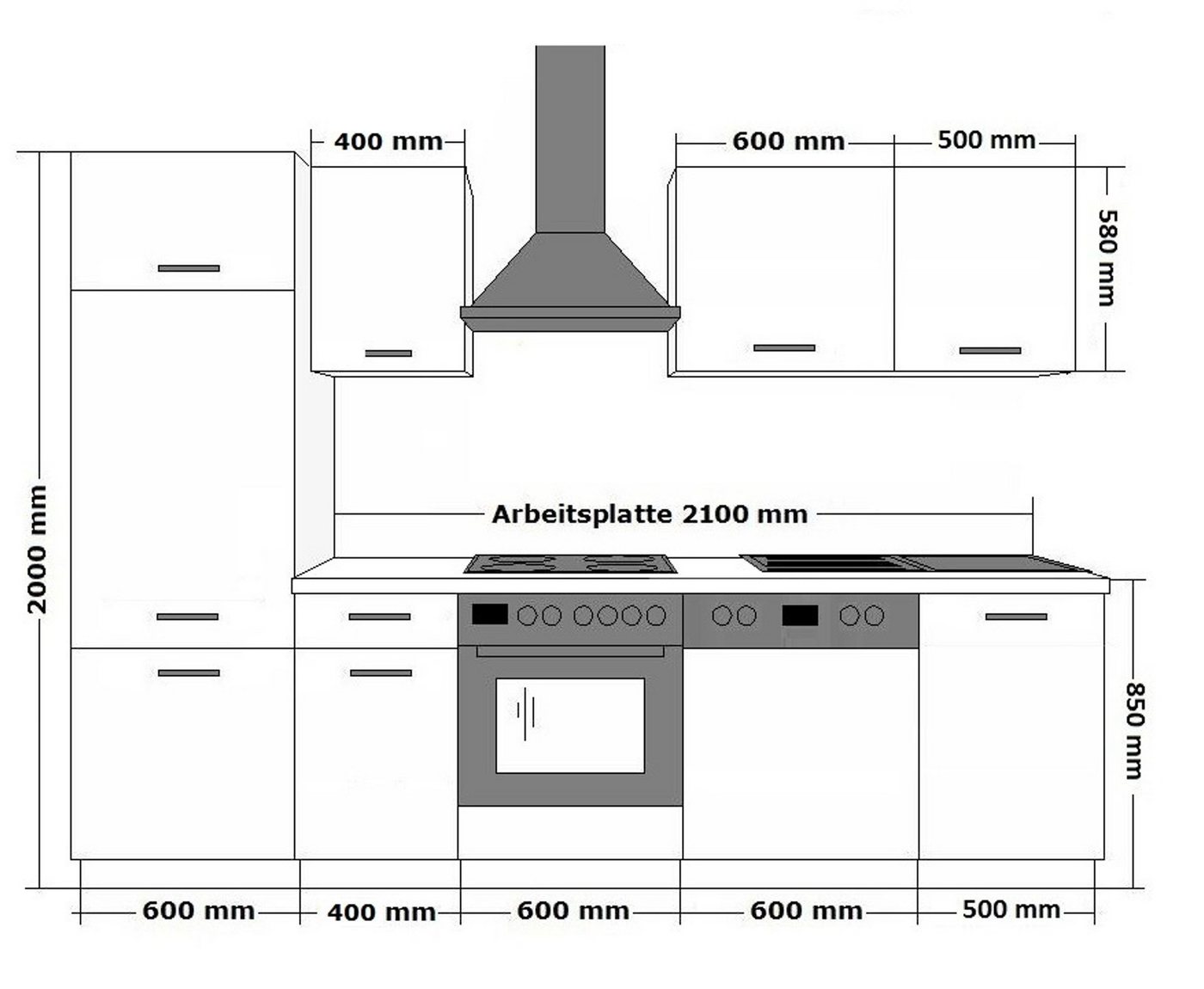 Küchen-Preisbombe Küchenzeile Toni 270 cm Küche Küchenblock Singleküche Einbauküche – Bild 4 von 5