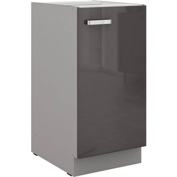 Küchen-Preisbombe Unterschrank 40 cm Küche Bianca Grey Grau Hochglanz Küchenzeile Küchenblock