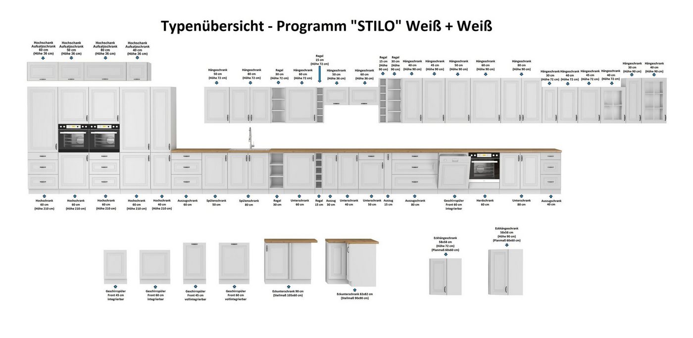 Küchen-Preisbombe Unterschrank 50 cm Küche Stilo Weiß Küchenzeile Vollauszug Soft-Close Landhaus – Bild 5 von 5