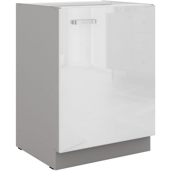 Küchen-Preisbombe Unterschrank 60 cm Küche Bianca Weiß Hochglanz + Grau Küchenzeile Küchenblock