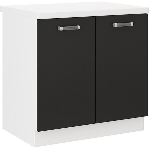 Küchen-Preisbombe Unterschrank 80 cm Küche Omega Schwarz Weiss Küchenzeile Einbauküche Küchenzeile