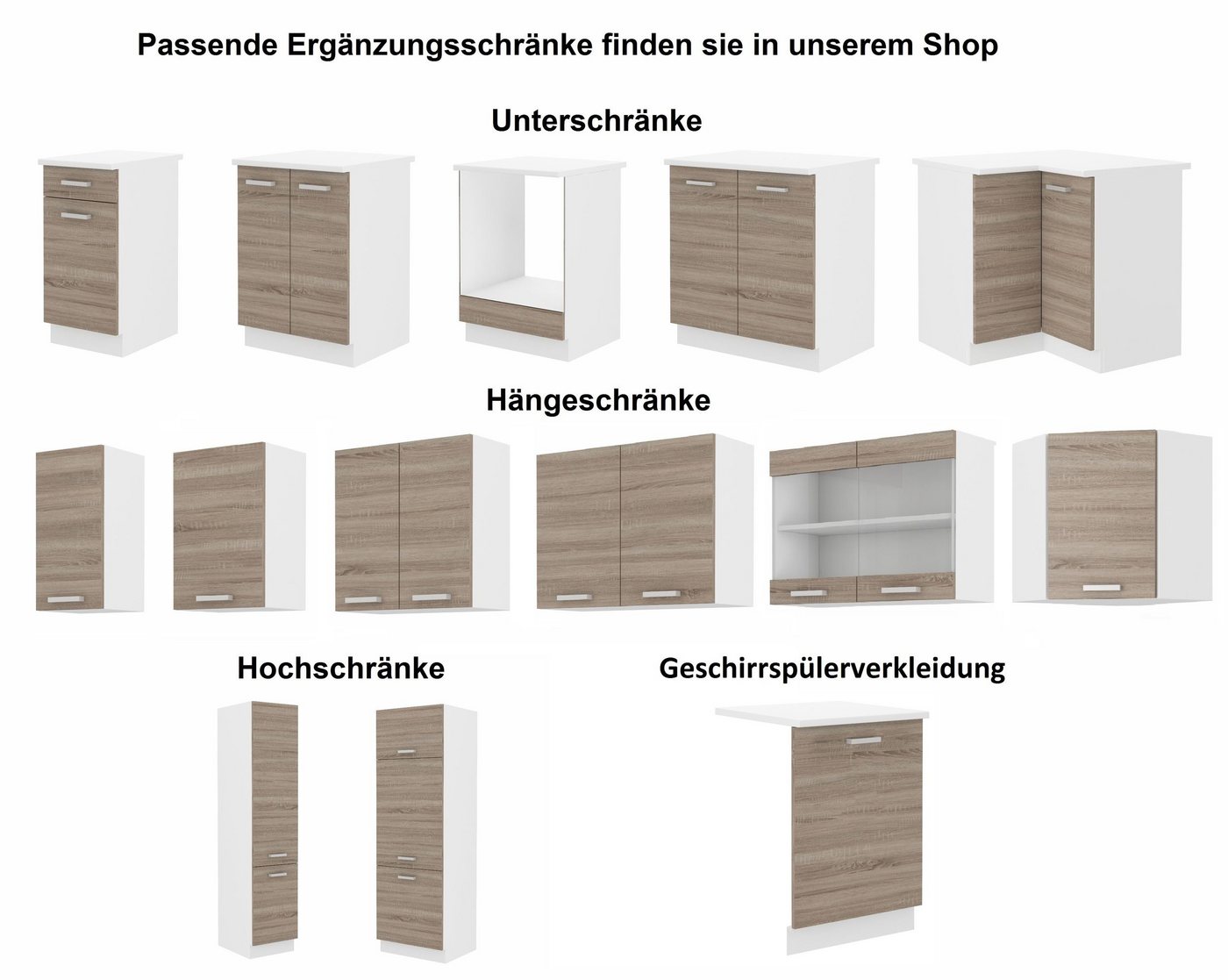 Küchen-Preisbombe Vorratsschrank 40 cm Küche Dave Eiche Sonoma Trüffel Küchenzeile Einbauküche – Bild 4 von 4