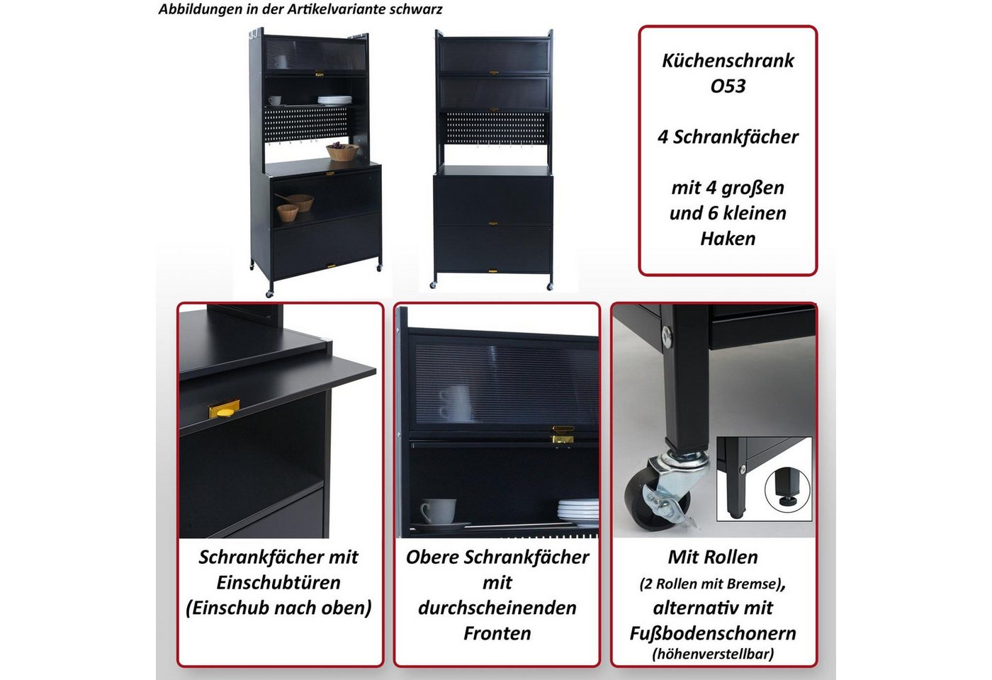 MCW Küchenbuffet MCW-O53 Schrankfächer mit Einschubtüren (Einschub nach oben) – Bild 4 von 5