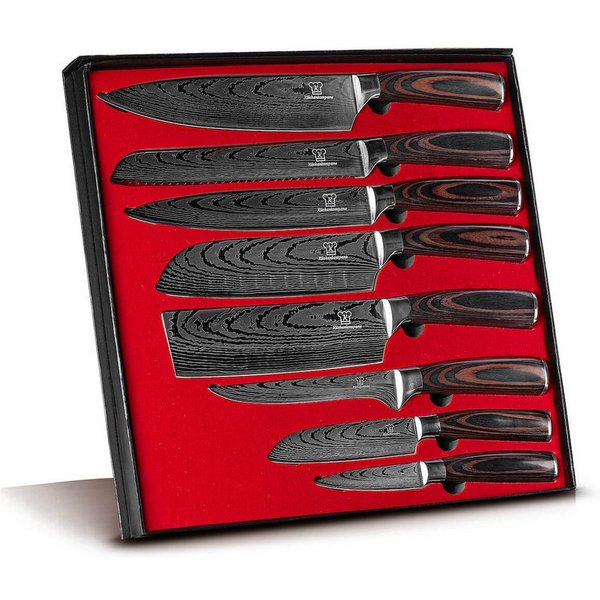 Küchenkompane Messer-Set Küchenmesser Set 8-teilig – Asiatisches Edelstahl Messerset (8-tlg)