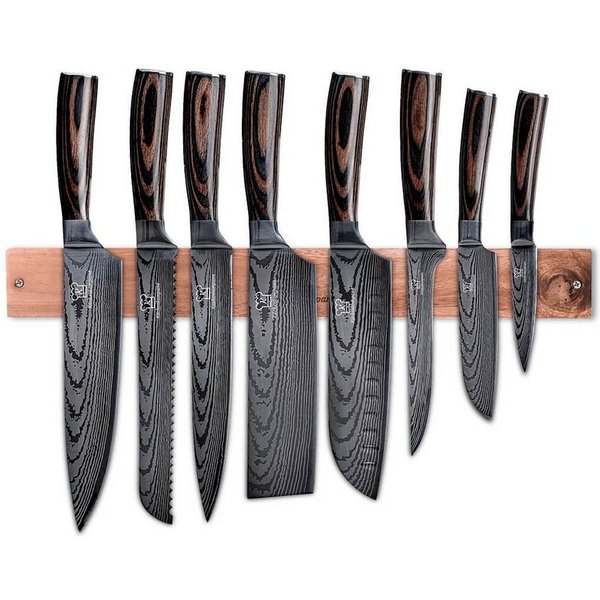 Küchenkompane Messer-Set Messerset asiatisch mit magnetischer Holzleiste - Küchenmesser Bundle (2-tlg)