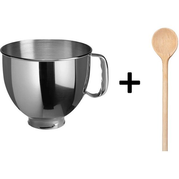 KitchenAid Küchenmaschinenschüssel KitchenAid 4,8 L Edelstahlschüssel 5K5THSBP + gratis Holzlöffel