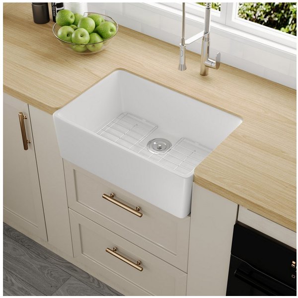 DeerValley Küchenspüle DeerValley Küchenspüle, 408/605 cm, Hochtemperaturgebrannte Keramik, extrem widerstandsfähig und langlebig, (Komplettset, Spüle mit Edels