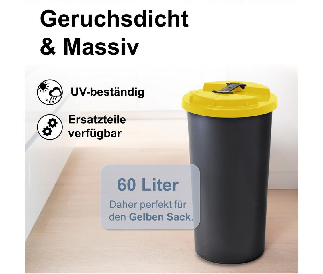 KUEFA Müllsackständer BSC 60L Mülleimer Gelber Sack, inkl. Klemm-Ring, UV-beständig – Bild 2 von 5