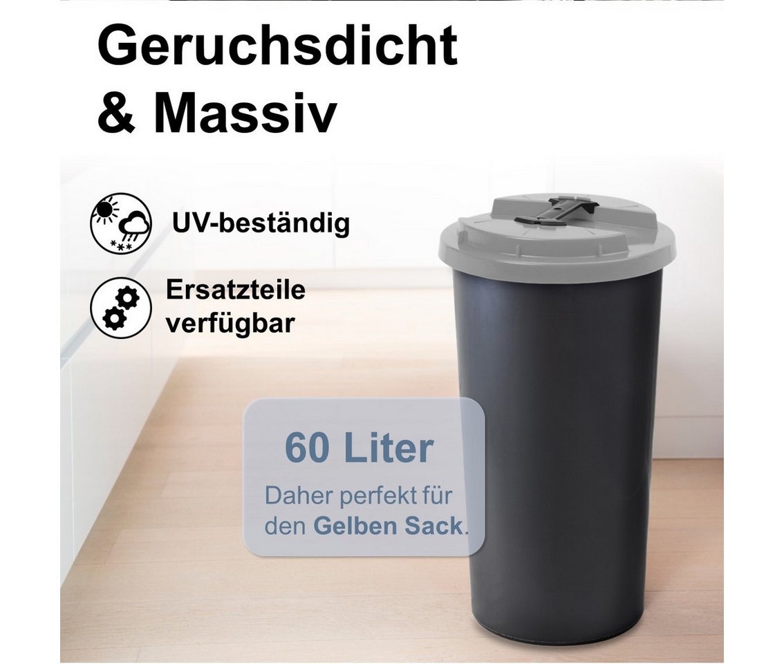 KUEFA Müllsackständer BSC 60L Mülleimer Gelber Sack, inkl. Klemm-Ring, UV-beständig – Bild 2 von 5