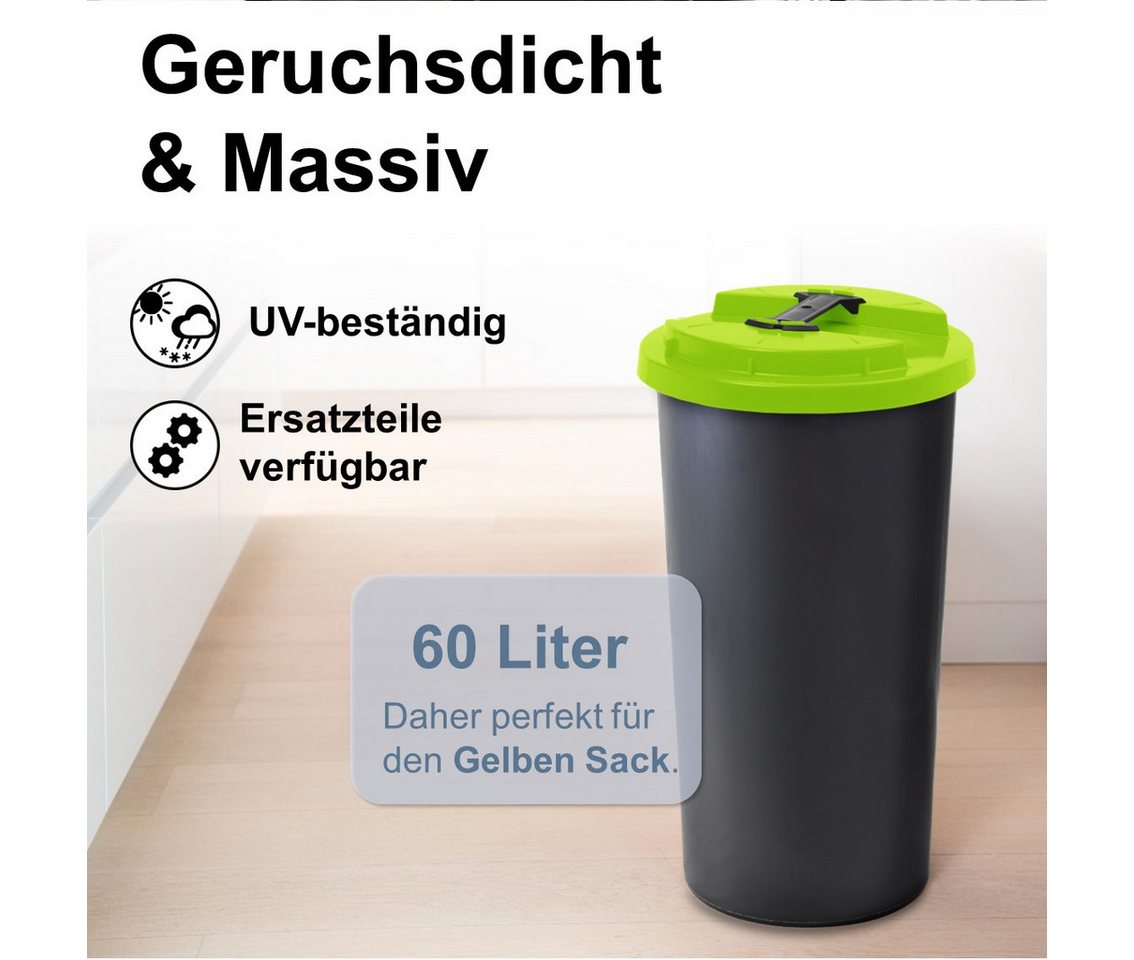KUEFA Müllsackständer BSC 60L Mülleimer Gelber Sack, inkl. Klemm-Ring, UV-beständig – Bild 2 von 5