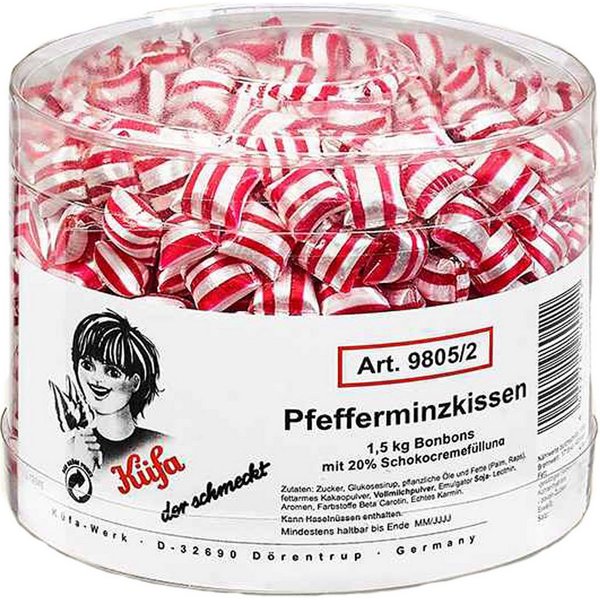 KUEFA Süßigkeit, Küfa Pfefferminzkissen Lutschbonbons mit Schokocremefüllung 1500g