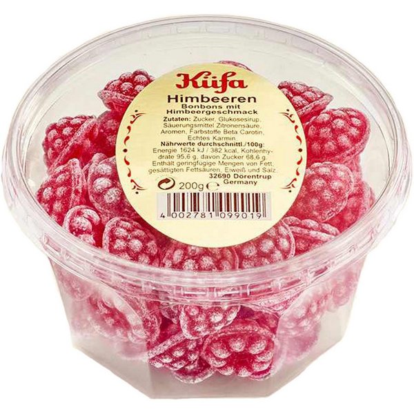 KUEFA Süßigkeit, Küfa Himbeeren Fruchtbonbons mit leckerem Himbeergeschmack 200g