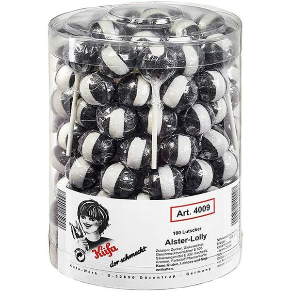 KUEFA Süßigkeit, Küfa Alster Lolly Lutscher mit Lakritzgeschmack 100 Stück 1800g