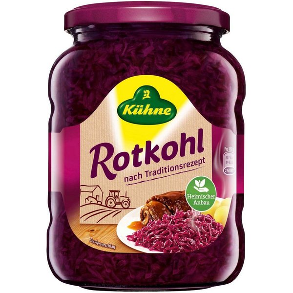 Kühne Gemüsekonserve, Kühne Original Rotkohl Küchenfertig nach Traditionsrezept 720ml