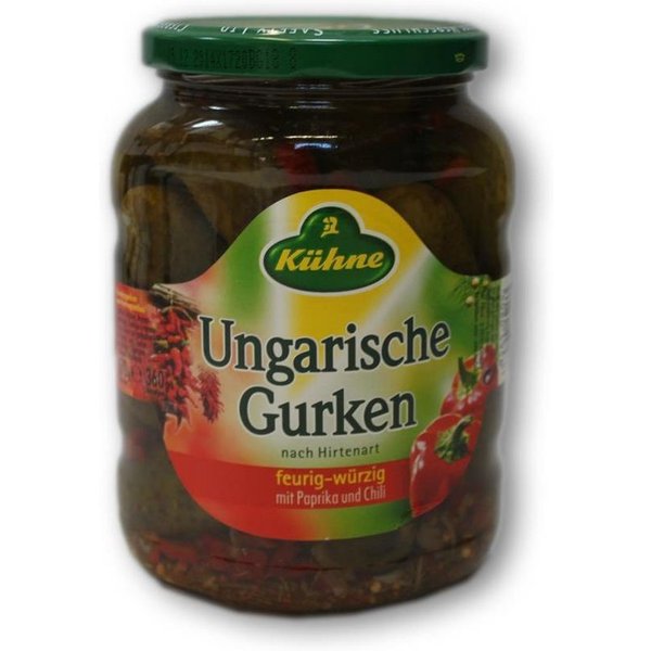 Kühne Gemüsekonserve, Kühne Ungarische Gewürzgurken mit Paprika Chili scharf 670g