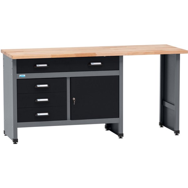 KÜPPER Werkbank 12037, 4 Schubladen, 1 Tür, Sitzraum, 300 kg Traglast, ultramarinblau