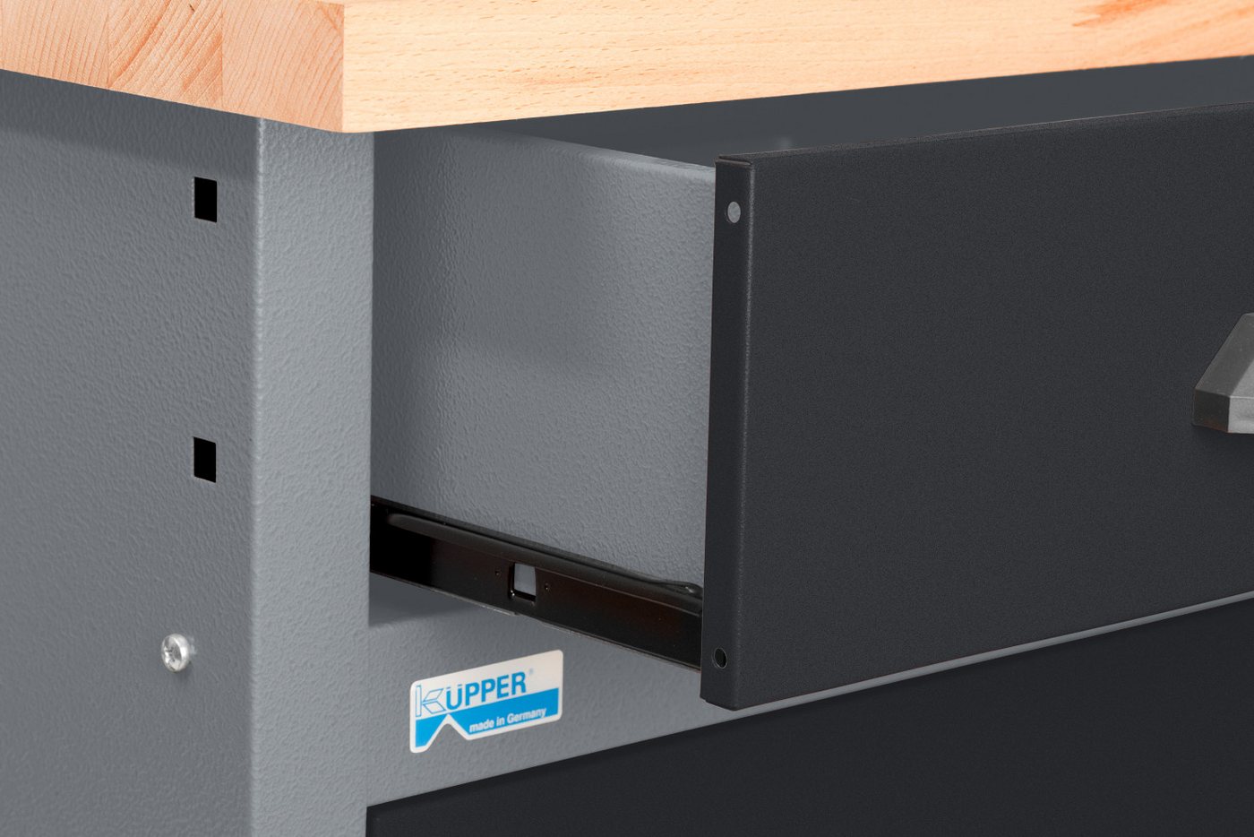 KÜPPER Werkbank 12037, 4 Schubladen, 1 Tür, Sitzraum, 300 kg Traglast, ultramarinblau – Bild 2 von 4