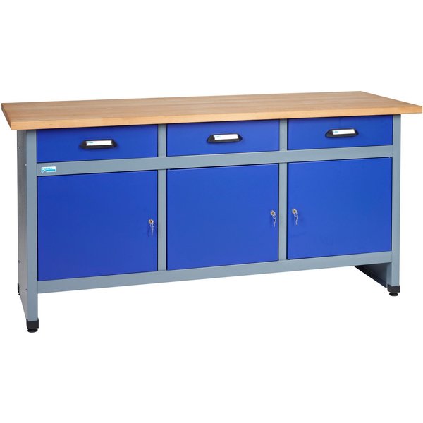 KÜPPER Werkbank 12150, 170x84x60 cm, 3 Schubladen, 3 Türen, 300 kg Traglast