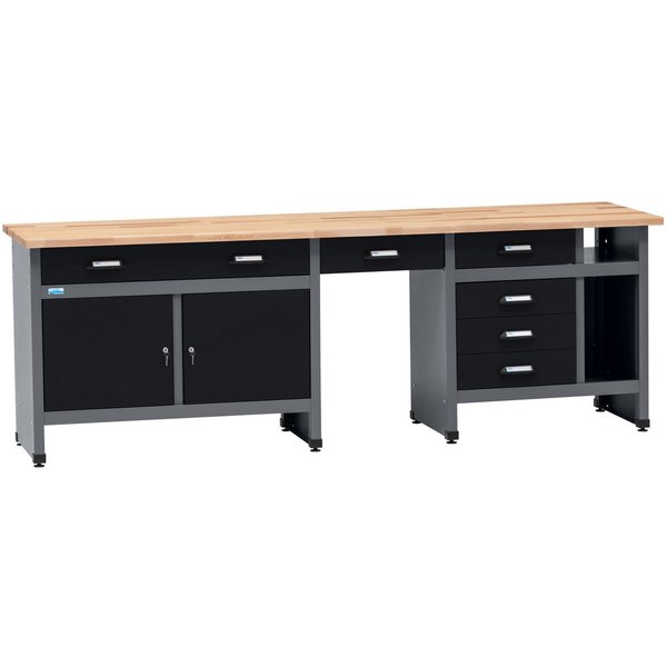 KÜPPER Werkbank 12280, 240x84x60 cm, 2 Türen, 6 Schubladen, 300 kg Traglast, 240x60x84 cm (BxHxT)
