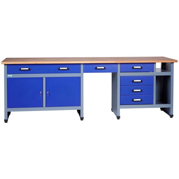 KÜPPER Werkbank 12280, 240x84x60 cm, 2 Türen, 6 Schubladen, 300 kg Traglast, 240x60x84 cm (BxHxT)