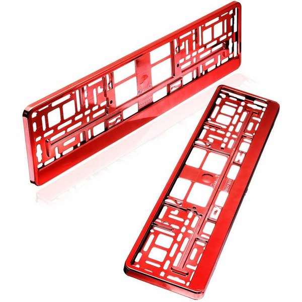 Kummert Business Kennzeichenhalter Set, rot chrom, Kfz Kennzeichenhalterung für PKW