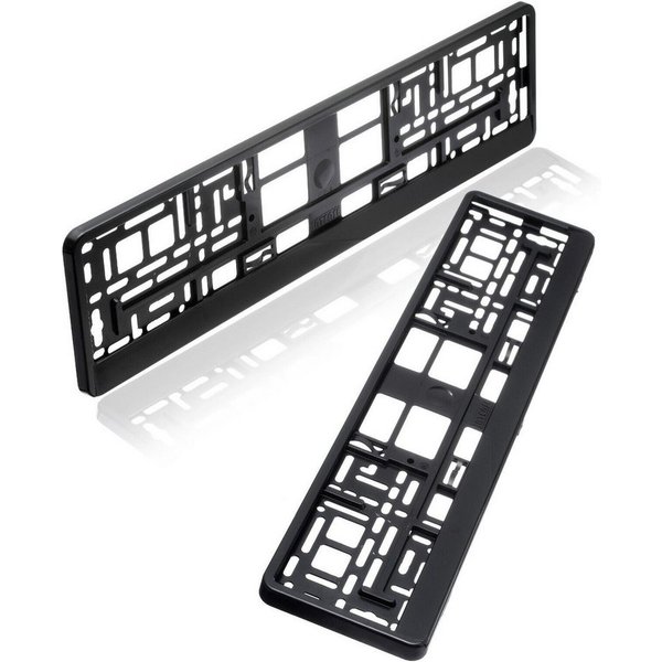 Kummert Business Kennzeichenhalter Set, schwarz matt, Kfz Kennzeichenhalterung für PKW, (kein Bohren oder Kleben notwendig), mit abnehmbarer Steckleiste zur ein