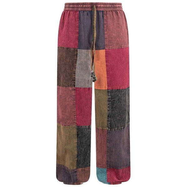 KUNST UND MAGIE Cargohose Bunt Patchwork Freizeit Hose Stonewashed-Unisex Hippie Goa Hose Boho