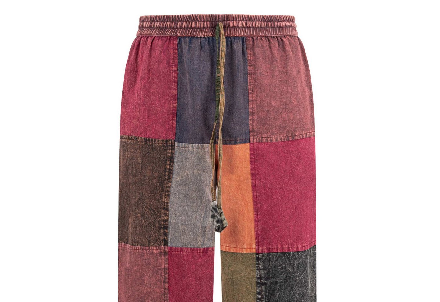 KUNST UND MAGIE Cargohose Bunt Patchwork Freizeit Hose Stonewashed-Unisex Hippie Goa Hose Boho – Bild 2 von 4