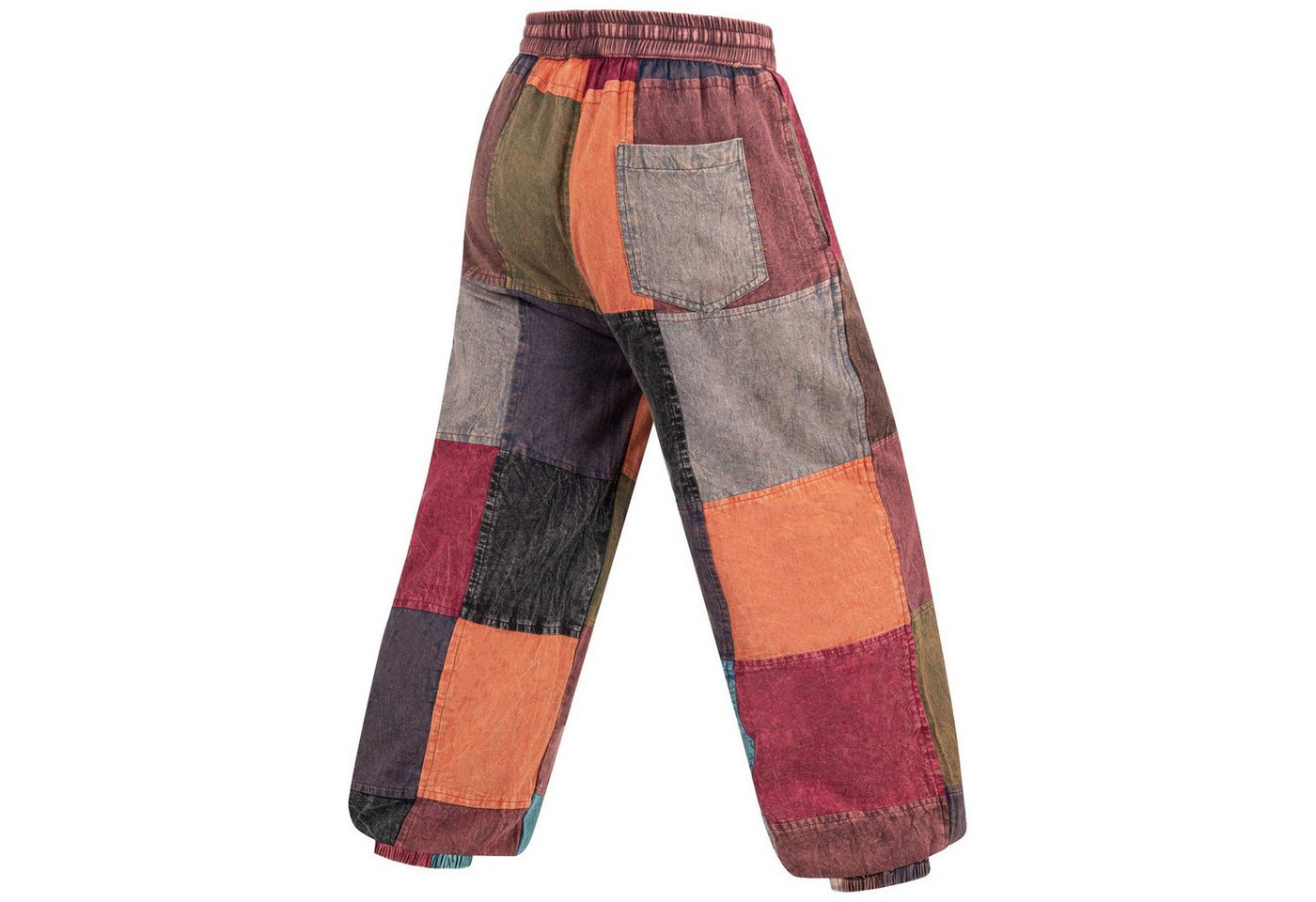 KUNST UND MAGIE Cargohose Bunt Patchwork Freizeit Hose Stonewashed-Unisex Hippie Goa Hose Boho – Bild 3 von 4