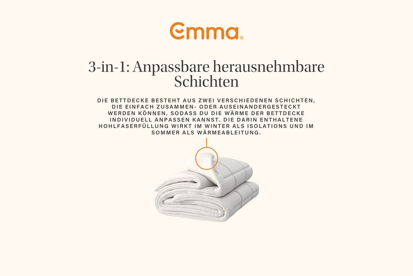 Emma Kunstfaserbettdecke Emma Duo Modulare Decke, Füllung: Polyester, Passt sich jeder Jahreszeit optimal an – Bild 4 von 5