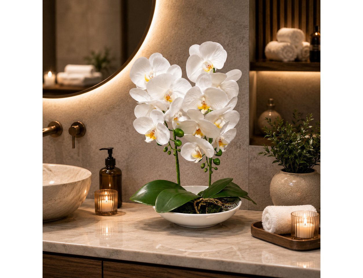Kunstorchidee PASCH® Orchidee künstlich wie echt in Hochglanz-Keramiktopf Orchidee, PASCH, Hochglanz Keramiktopf – Bild 5 von 5