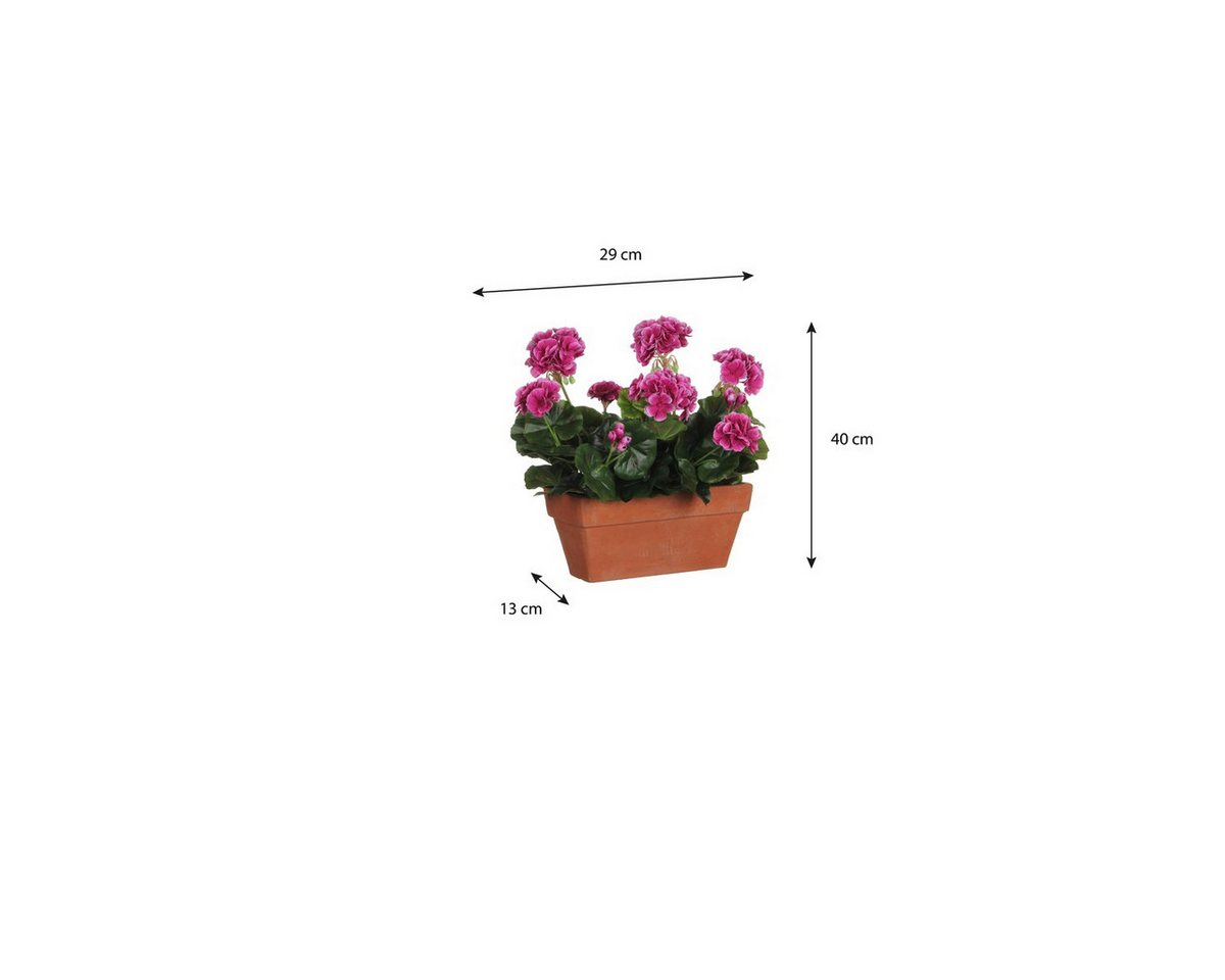 Kunstpflanze Mica Decorations Geranium violett in Balkonkaste terra - l29xb13xh40cm, Mica Decorations, Höhe 40 cm – Bild 2 von 4