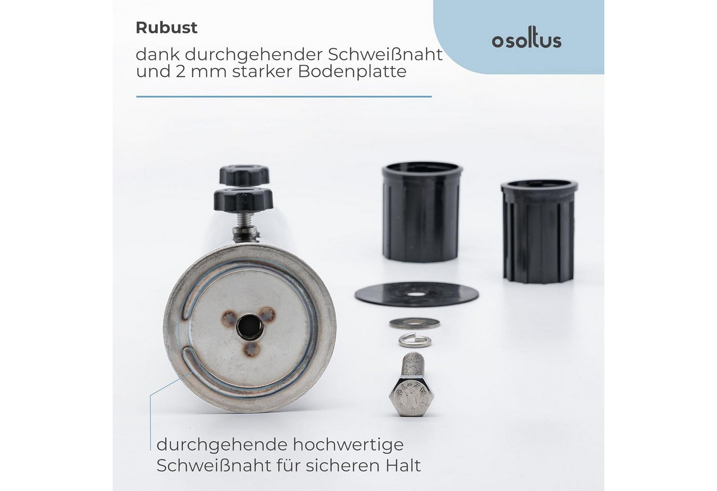 osoltus Kunststoffschirmständer osoltus Edelstahl Universal Standrohr zu Granit Schirmständer 30/40kg – Bild 5 von 5