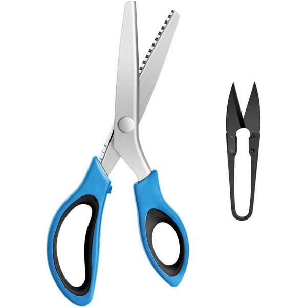 KUONIIY Stoffscheren Schneiderschere Zickzack-Schere 23 cm mit Fadenschere, (Zickzack-Schere mit Fadenschere, ideal für Stoffe und Bastelprojekte, 2-teiliges Sc