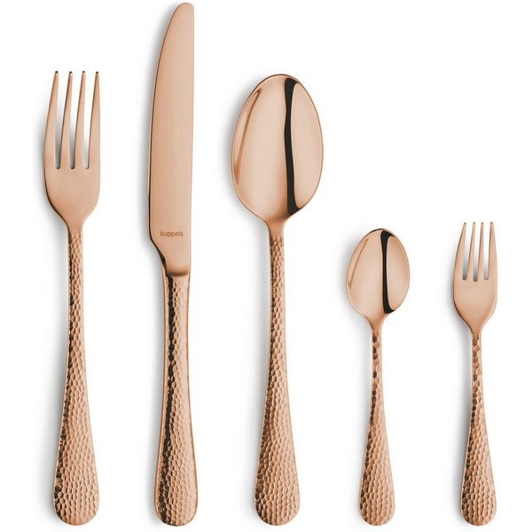 Kuppels Besteck-Set CRYSTAL (30-tlg), 6 Personen, Edelstahl Rostfrei 18/0, Handreinigung empfohlen, roséfarbender PVD Veredelung, gehämmert