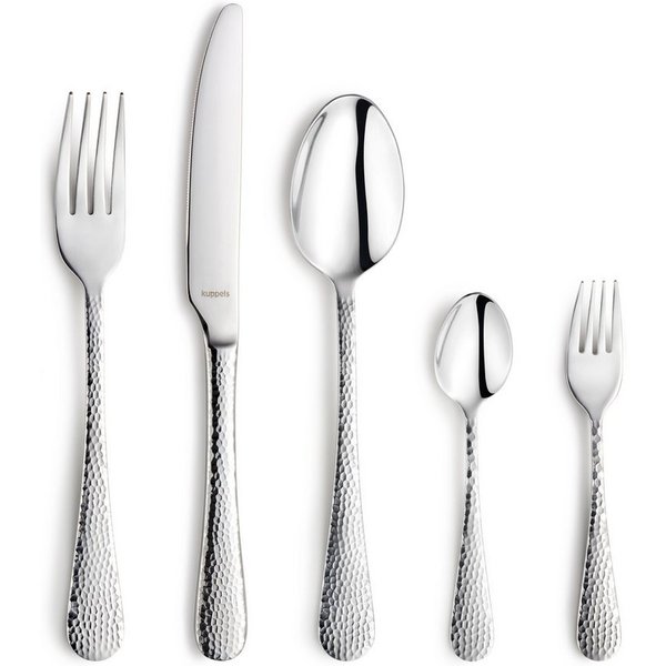 Kuppels Besteck-Set CRYSTAL (30-tlg), 6 Personen, Edelstahl Rostfrei 18/0, spülmaschinenfest, gehämmerte Oberfläche