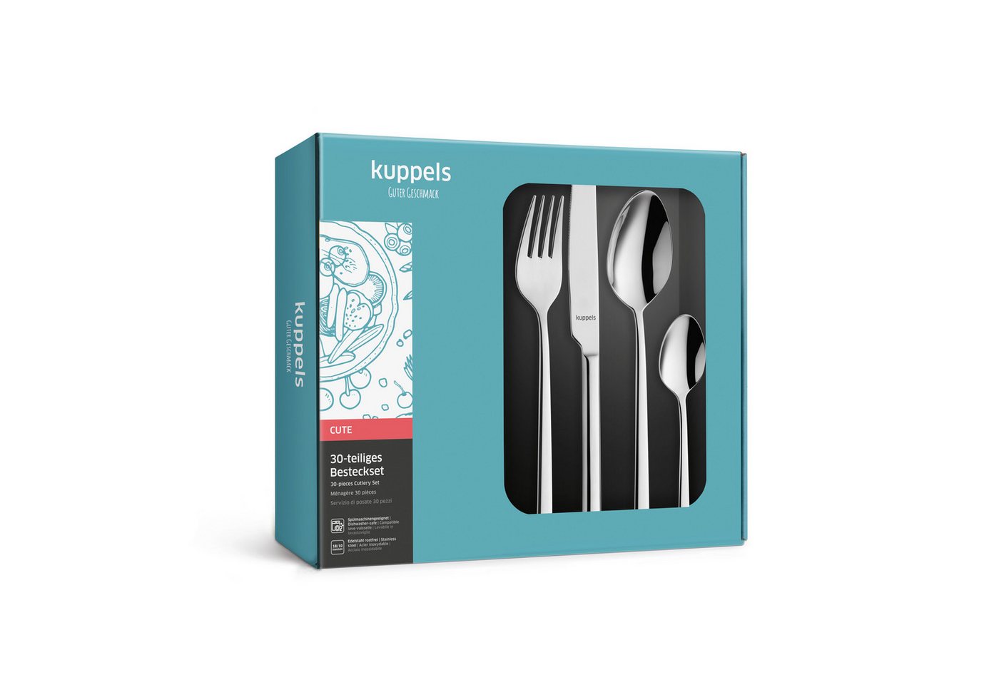 Kuppels Besteck-Set CUTE (30-tlg), 6 Personen, Edelstahl Rostfrei 18/10, spülmaschinenfest, hochglanzpoliert – Bild 5 von 5