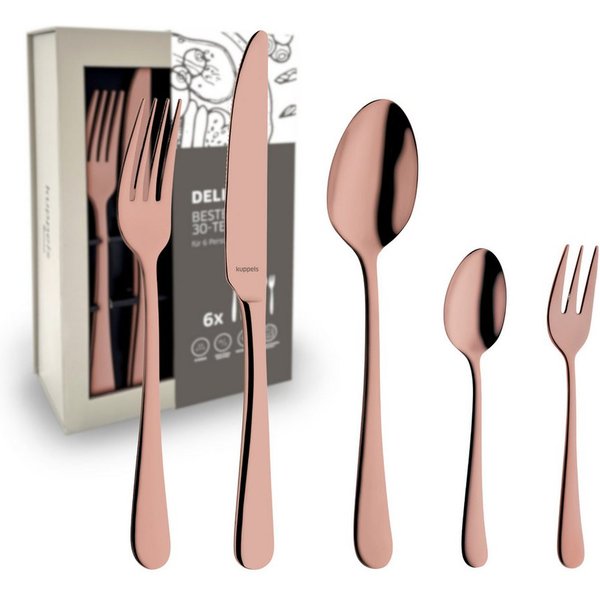 Kuppels Besteck-Set DELIA (30-tlg), 6 Personen, Edelstahl Rostfrei 18/0, Handreinigung empfohlen, roséfarbener PVD Veredelung, hochglanzpoliert