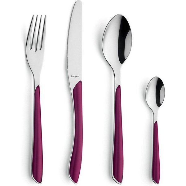 Kuppels Besteck-Set PRISMA (24-tlg), 6 Personen, Edelstahl Rostfrei 18/0, spülmaschinenfest, in wildberry, hochglanzpoliert