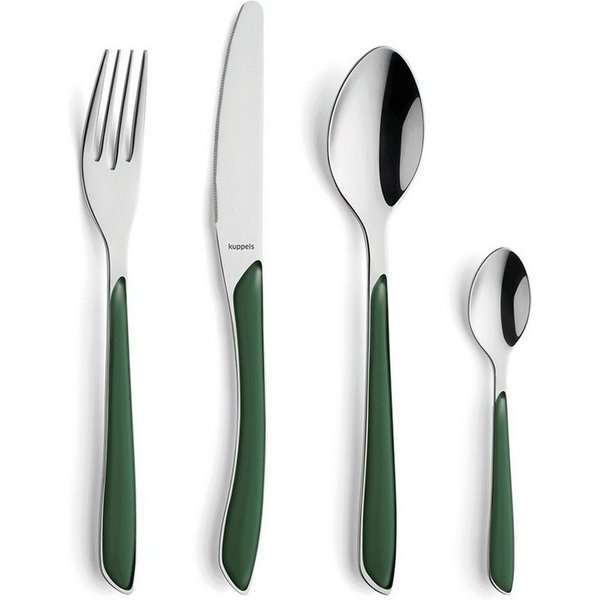 Kuppels Besteck-Set PRISMA (24-tlg), 6 Personen, Edelstahl Rostfrei 18/0, spülmaschinenfest, in tannengrün, mattiert