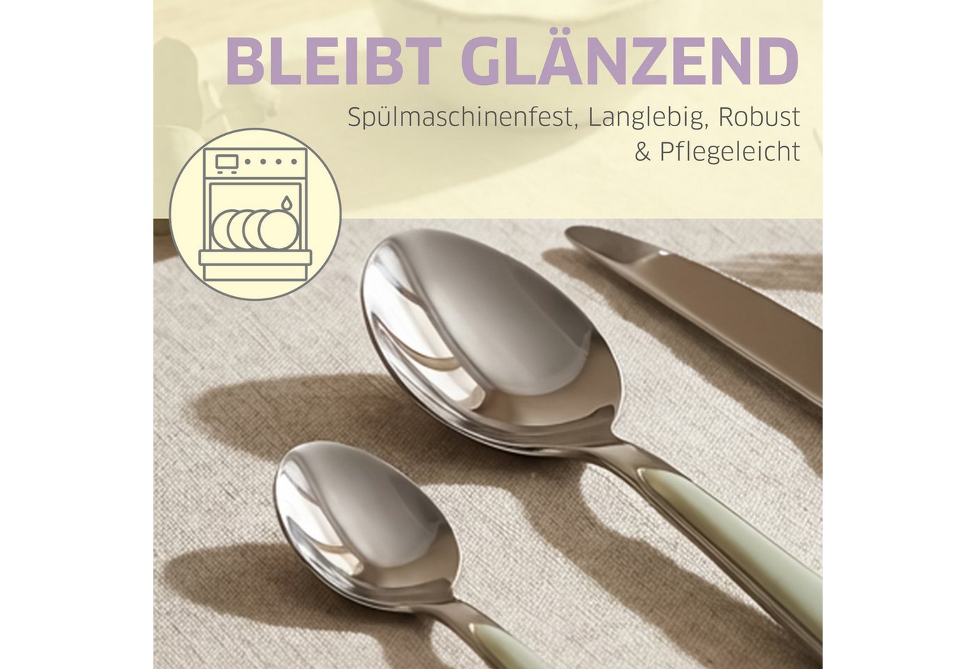 Kuppels Besteck-Set PRISMA (24-tlg), 6 Personen, Edelstahl Rostfrei 18/0, spülmaschinenfest, in himmelblau, mattiert – Bild 3 von 5