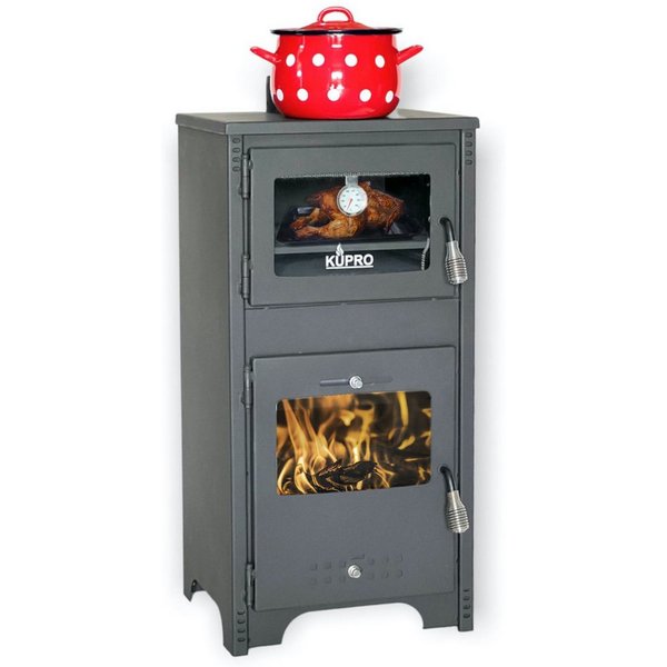 Kupro Email Ltd Kaminofen Kaminofen mit Backfach und Herdplatte Ever 2 Holzofen Kamin Ofen Holz