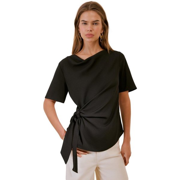 Friends Like These Kurzarmbluse Friends Like These Bluse mit seitlicher Bindung (1-tlg)