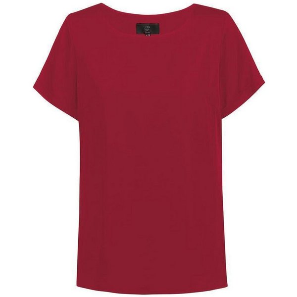 GREIFF Kurzarmbluse Greiff CHIFFON Damen Bluse Kurzarm Rundhals Regular Rot