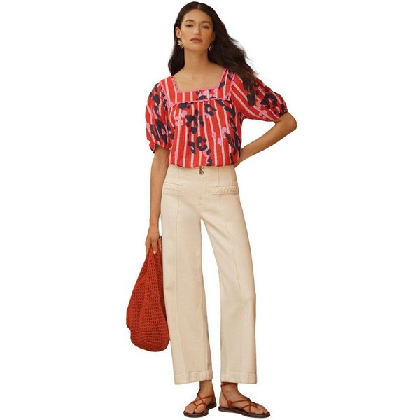 Love & Roses Kurzarmbluse Love & Roses Bluse mit Puffärmeln (1-tlg)