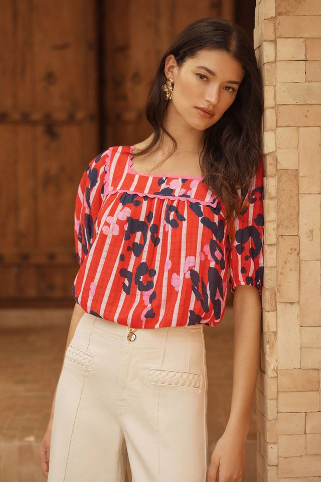 Love & Roses Kurzarmbluse Love & Roses Bluse mit Puffärmeln (1-tlg) – Bild 2 von 5